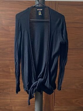 DEX Black Lightweight Tie-Front Cardigan Size L